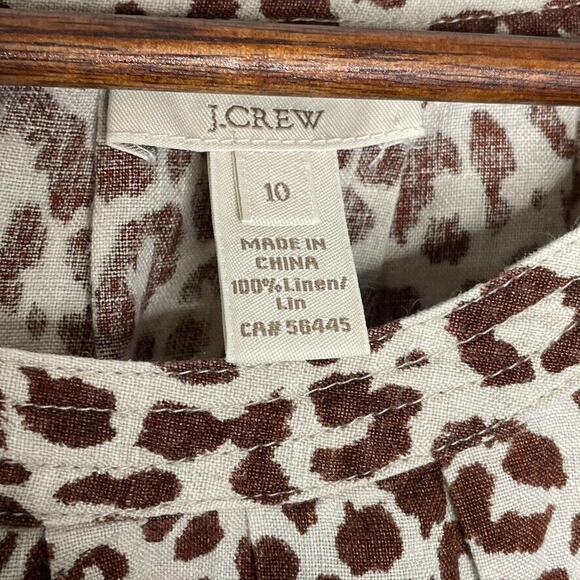 J Crew Multicolored 100% Linen Leopard Print Long Sleeve Blouse Size 10 Women's - Picture 4 of 6